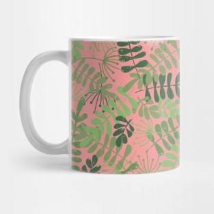 Green Foliage On Pink Mug